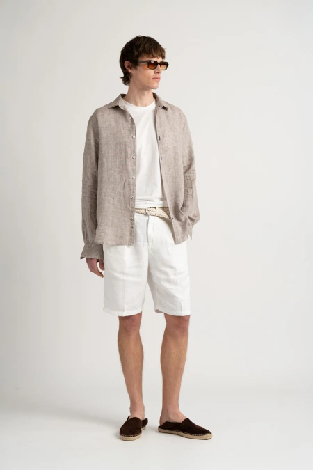 JONAS - Linen shirt taupe