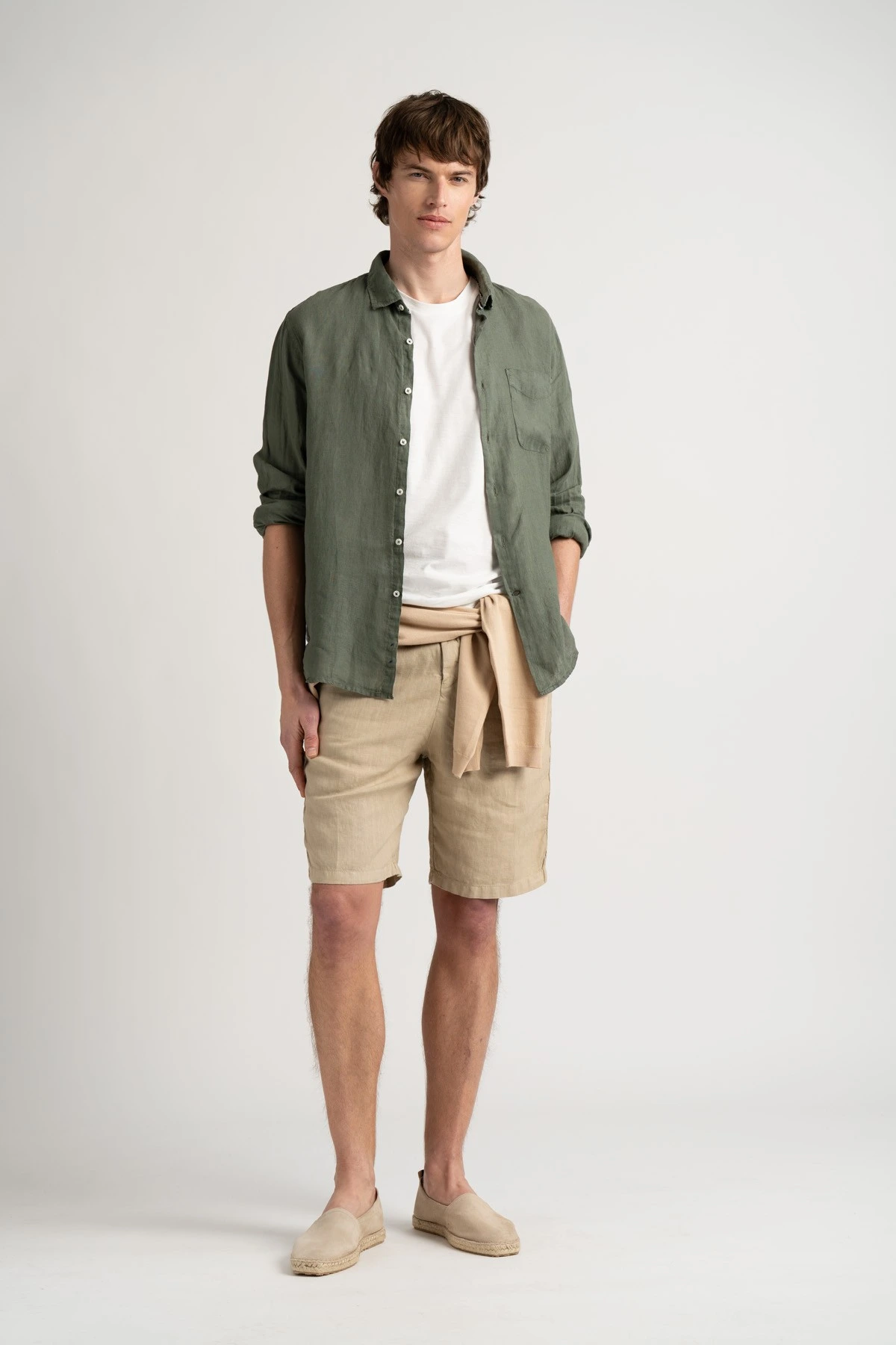 DIVA - Plain linen shirt bronze