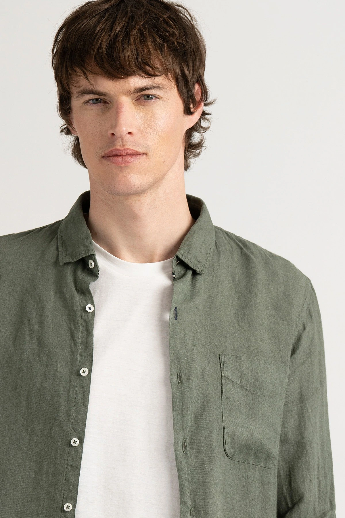 DIVA - Plain linen shirt bronze