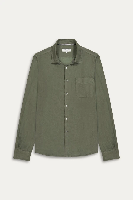 DIVA - Plain linen shirt bronze