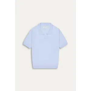 CORY - Fine knit sky blue polo