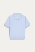 CORY - Fine knit sky blue polo