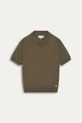 CORY - Fine knit khaki polo