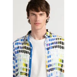 Chemise couleurs pantone Ross blanche en lin|Marque de qualité - Europann