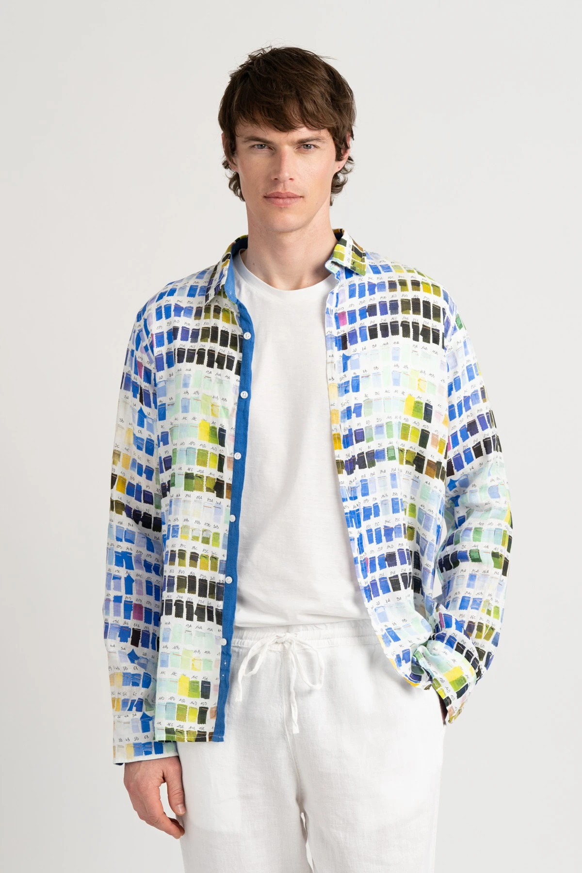 Chemise couleurs pantone Ross blanche en lin|Marque de qualité - Europann