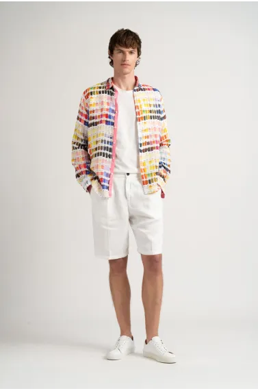 Chemise couleurs pantone Ross rose en lin|Marque de qualité - Europann