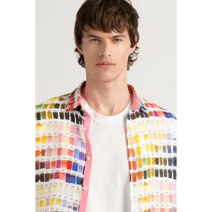 Chemise couleurs pantone Ross rose en lin|Marque de qualité - Europann