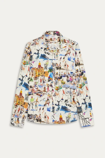 PLAYA - Linen shirt ecru St Tropez print ecru