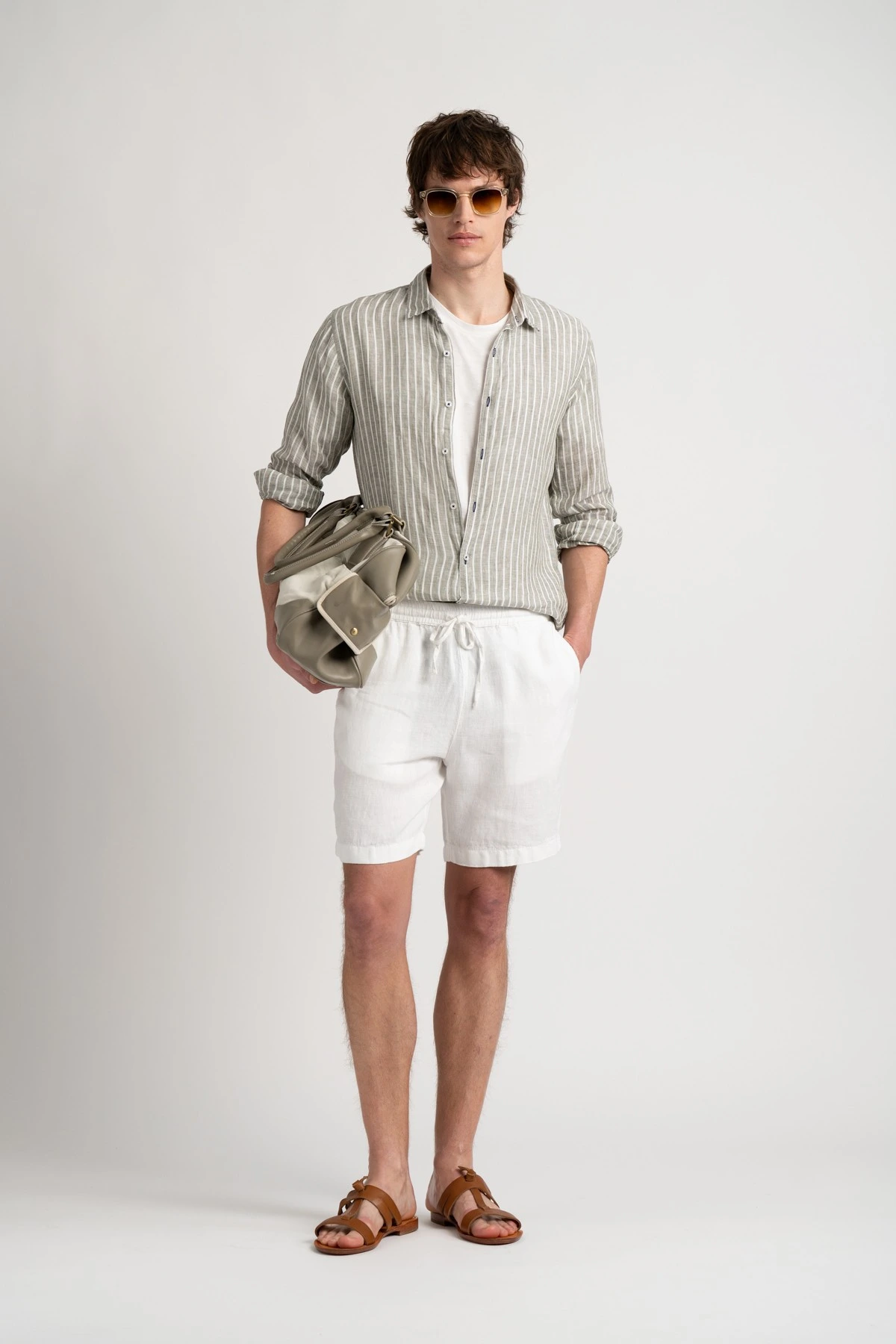 Men's striped white linen shirt |Quality brand Europann