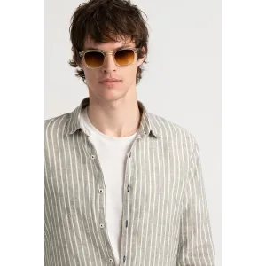 Men's striped white linen shirt |Quality brand Europann