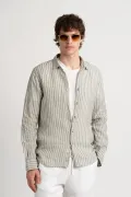Men's striped white linen shirt |Quality brand Europann