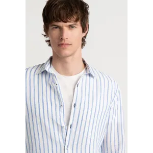 Men's striped white linen shirt |Quality brand Europann
