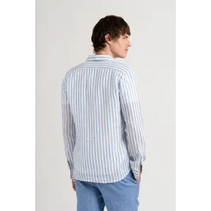 Men's striped white linen shirt |Quality brand Europann