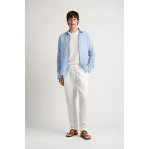 Men's striped blue linen shirt |Quality brand Europann