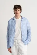 Men's striped blue linen shirt |Quality brand Europann