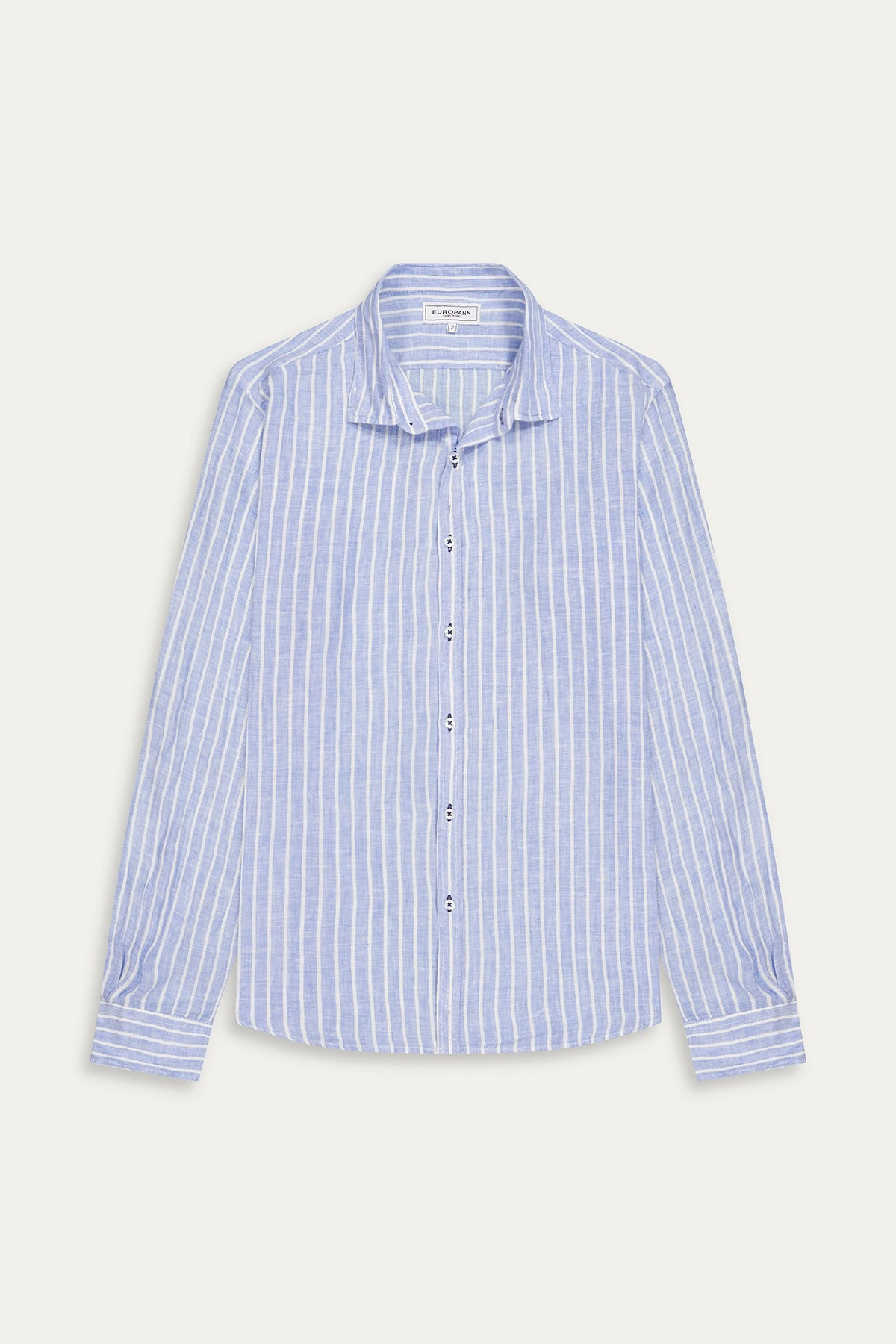 Men's striped blue linen shirt |Quality brand Europann