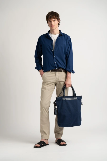 VARDY - Chemise unie voile de coton marine