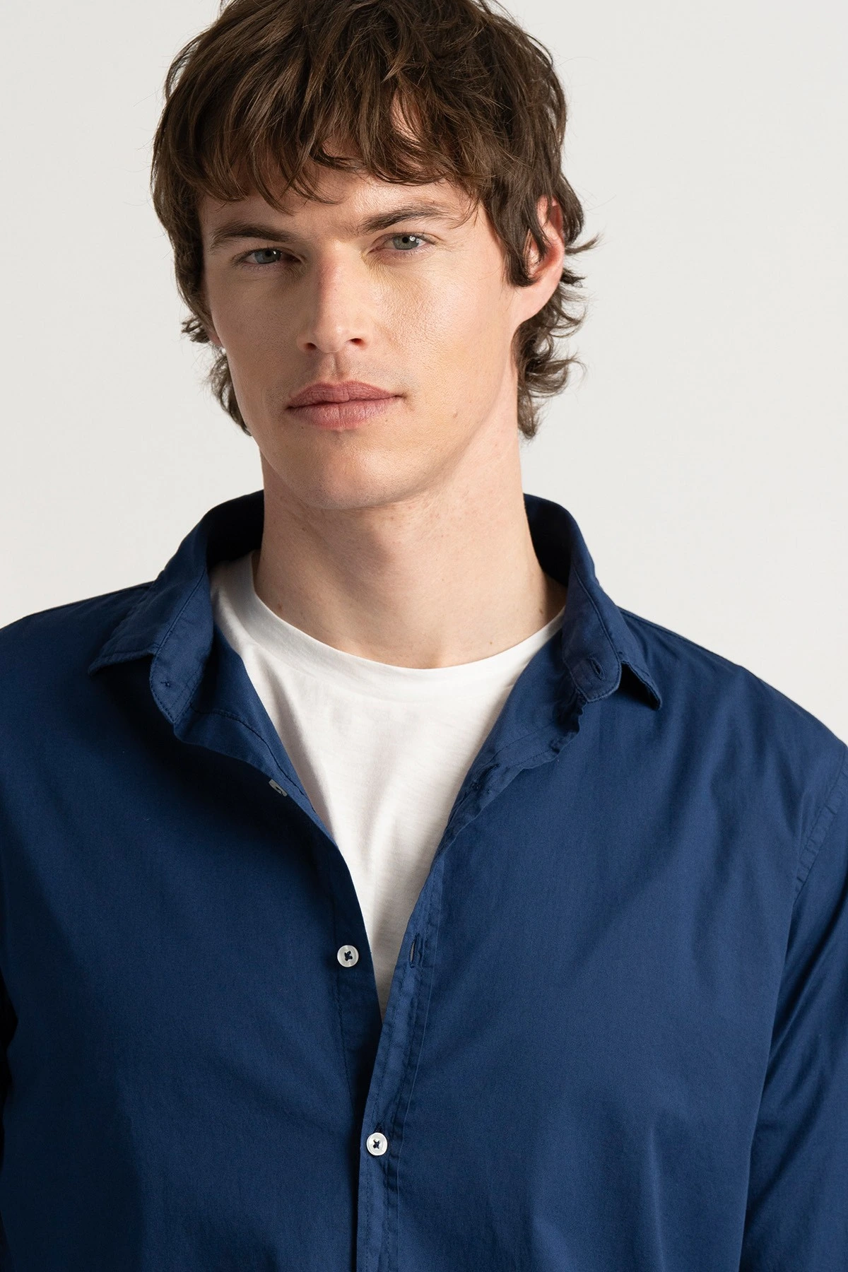 VARDY - Chemise unie voile de coton marine