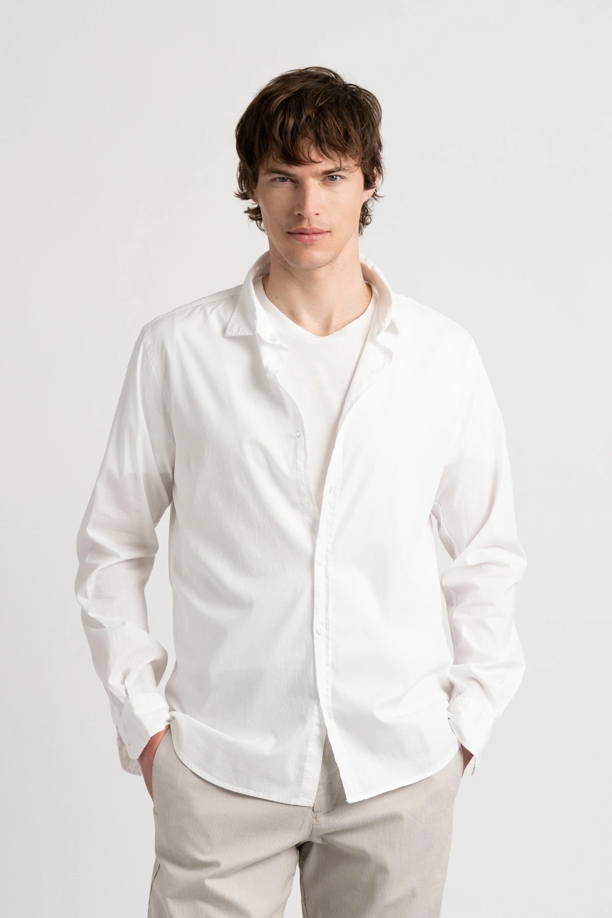 Chemise Homme manches longues unie blanche slimfit|Europann