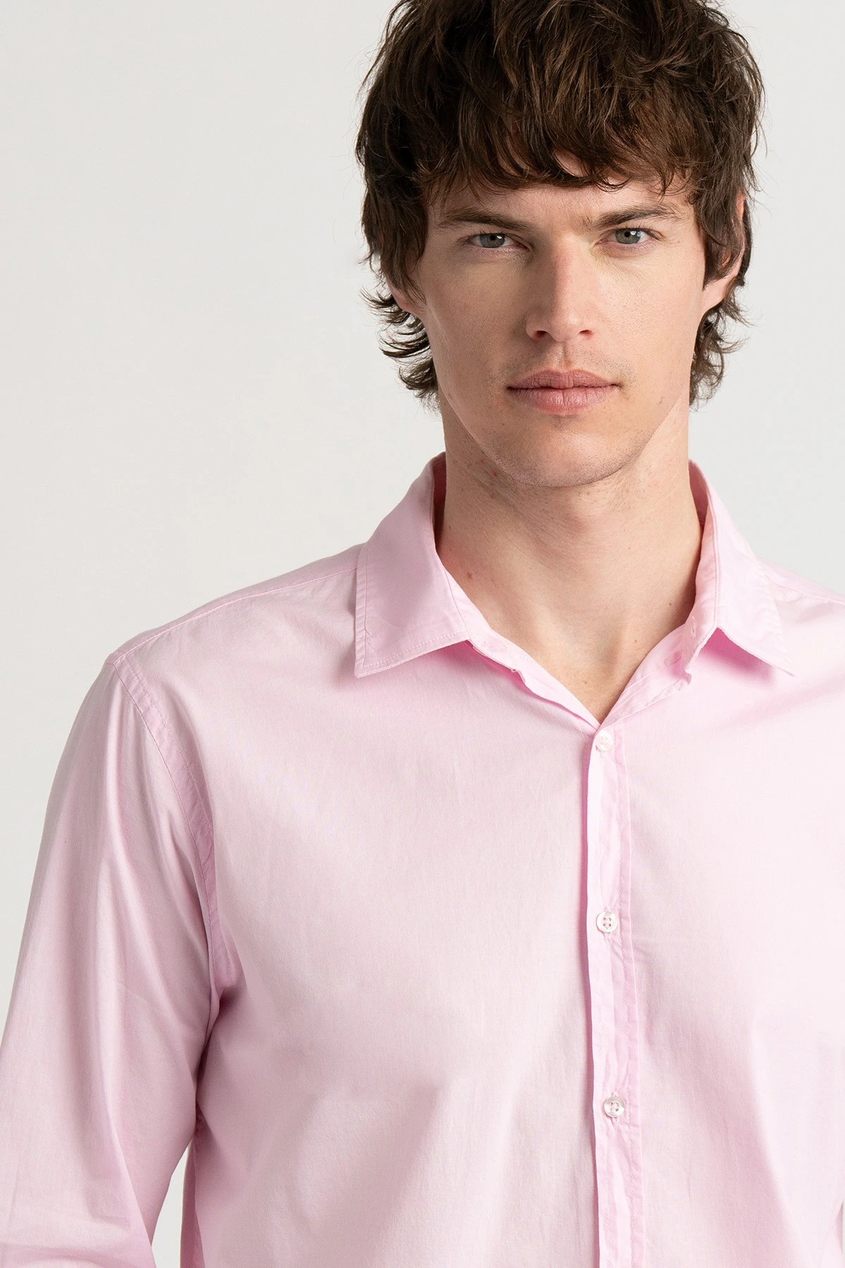 Chemise Homme manches longues unie rose slimfit|Europann