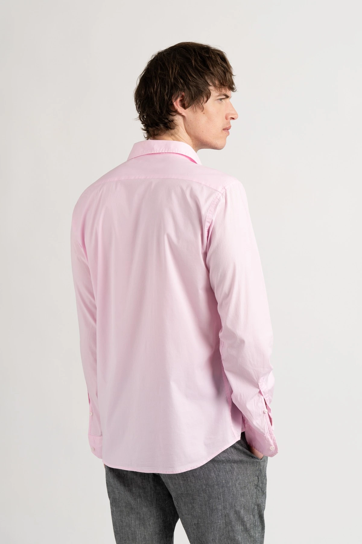 Chemise Homme manches longues unie rose slimfit|Europann