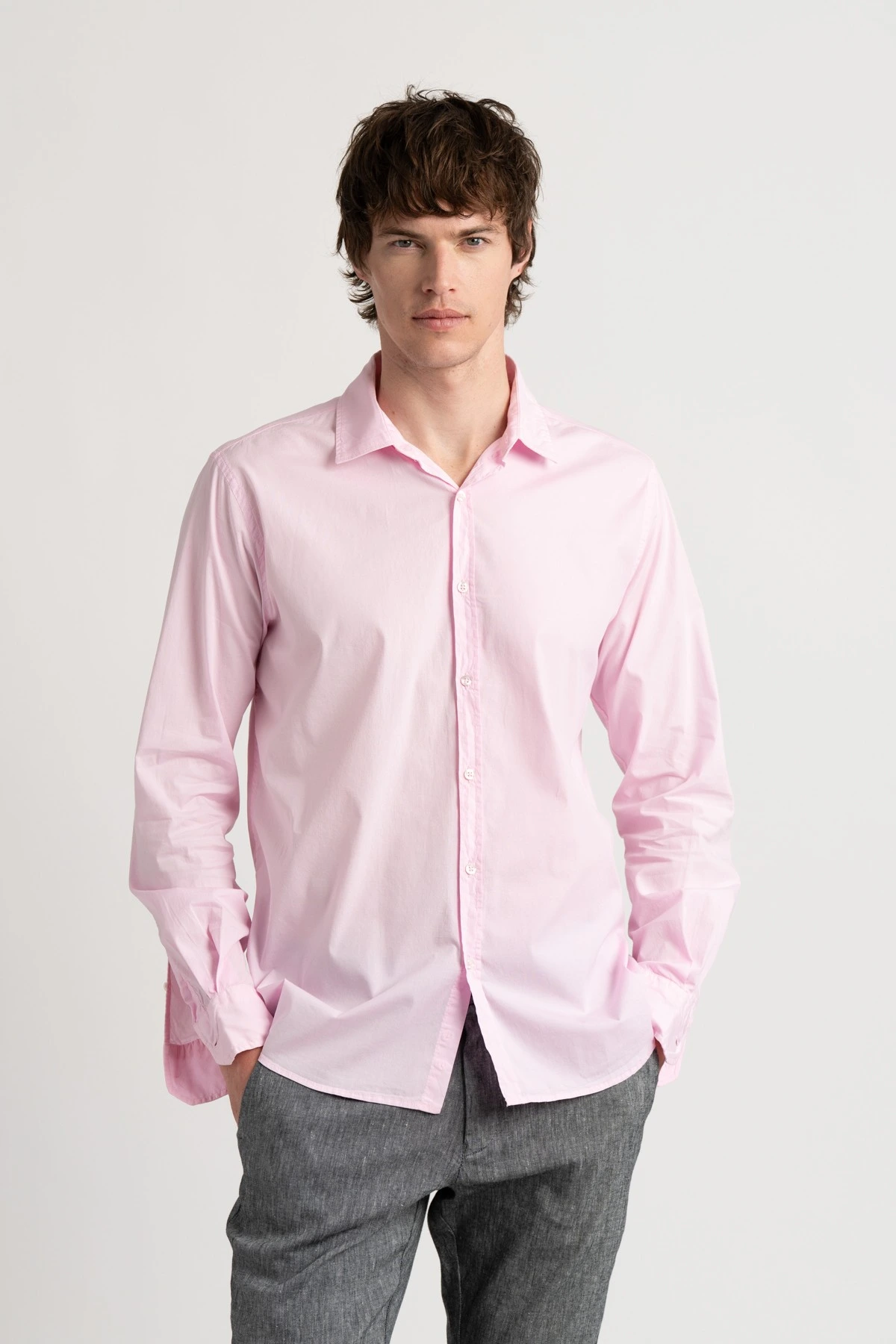 Plain pink color long sleeves shirt for men | Quality brand Europann