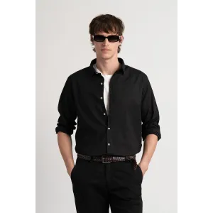 Plain black color long sleeves shirt for men | Quality brand Europann 