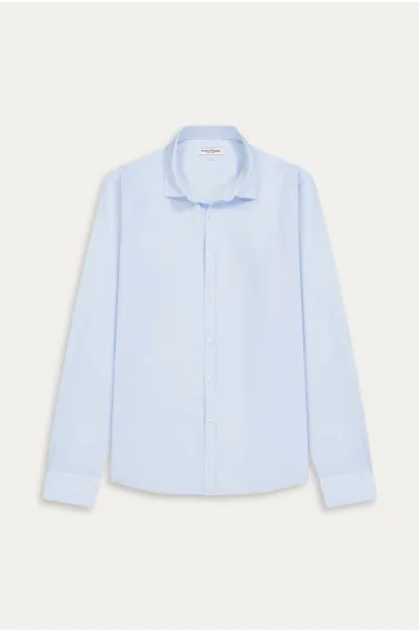Chemise Homme manches longues unie bleu ciel slimfit|Europann 