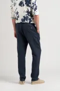 ROMA - Casual pants in navy linen