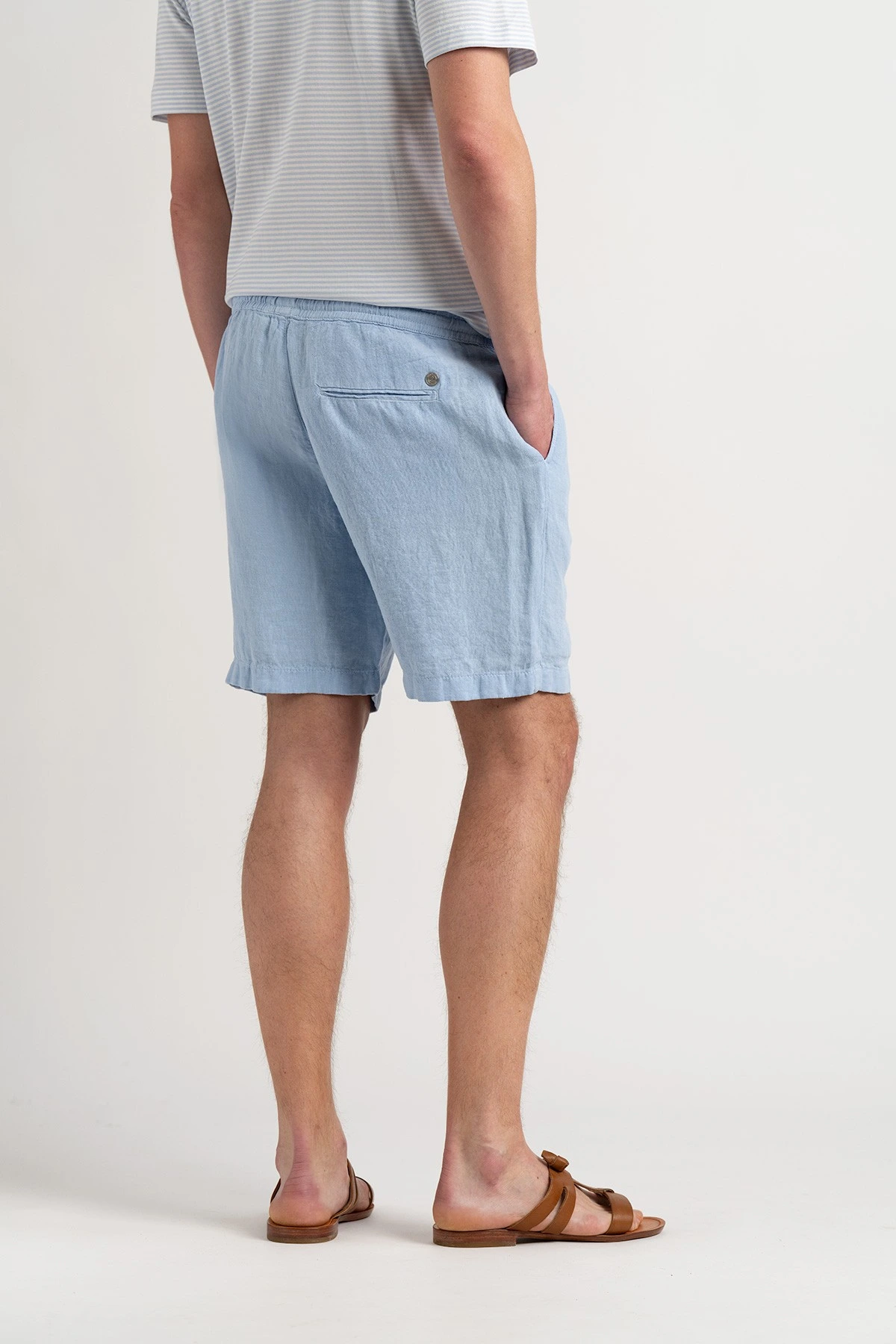NAPOLI - Sky blue relaxed linen shorts