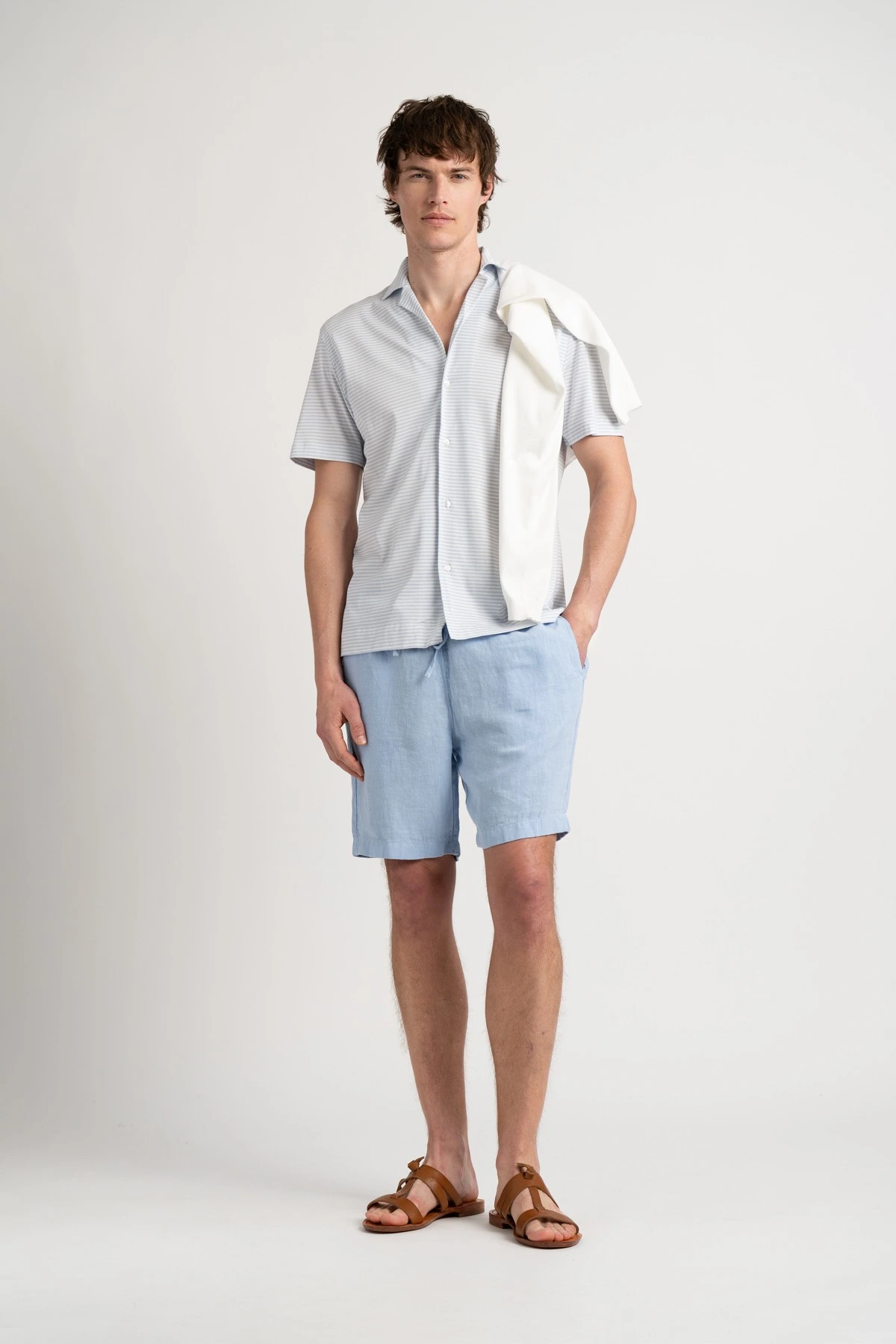 NAPOLI - Sky blue relaxed linen shorts