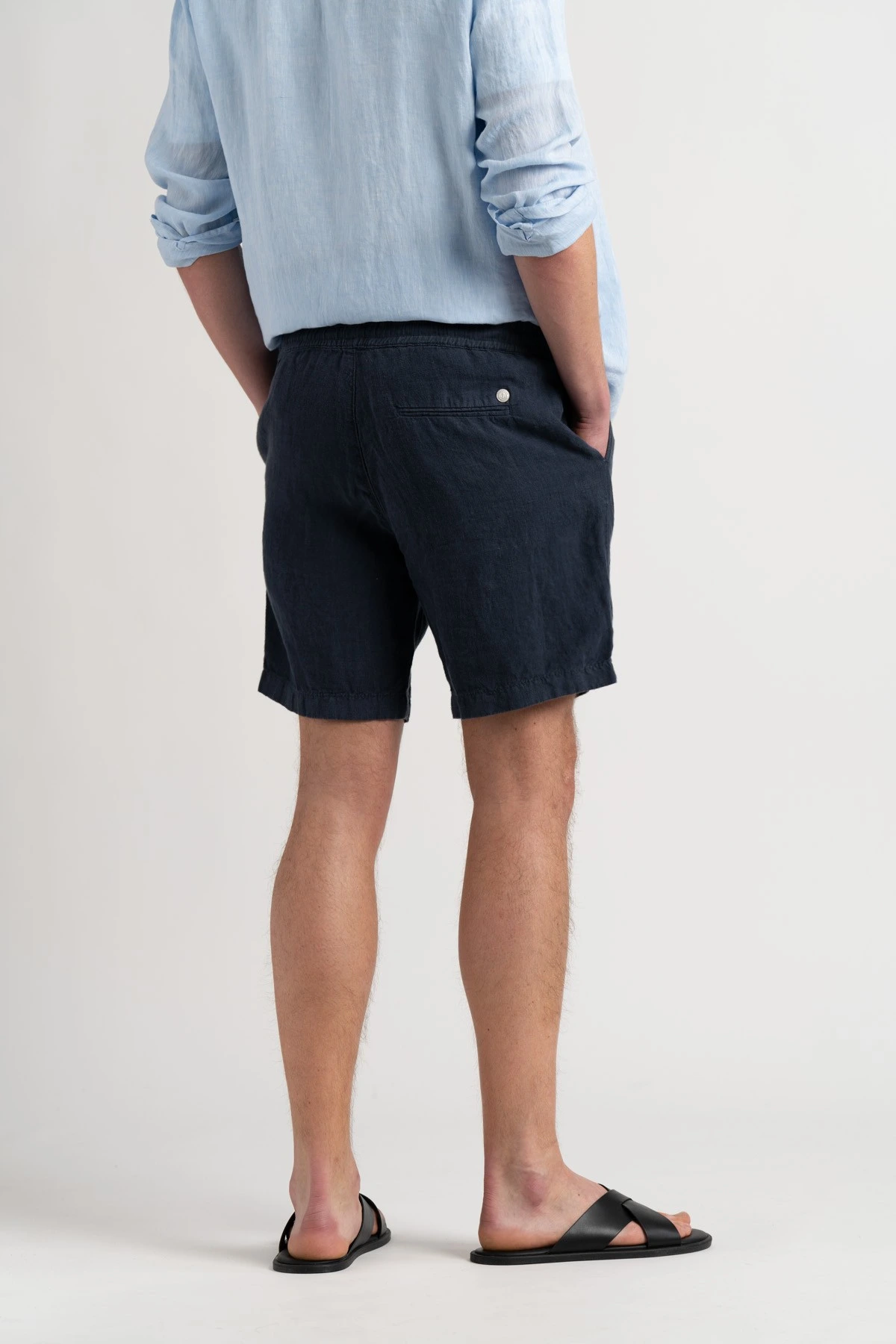NAPOLI - Navy relaxed linen shorts