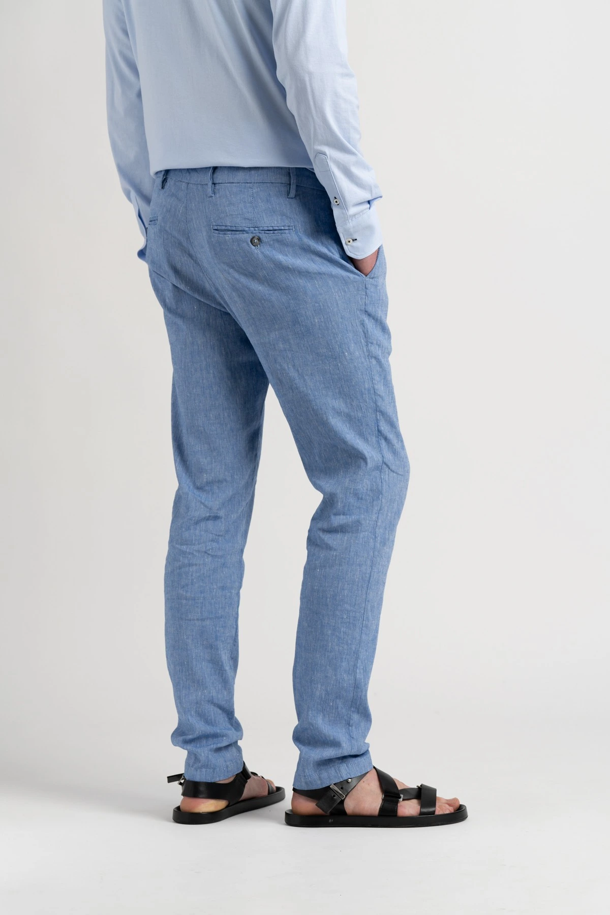 Pantalon chino slim en lin chiné Homme | Marque de qualité - Europann