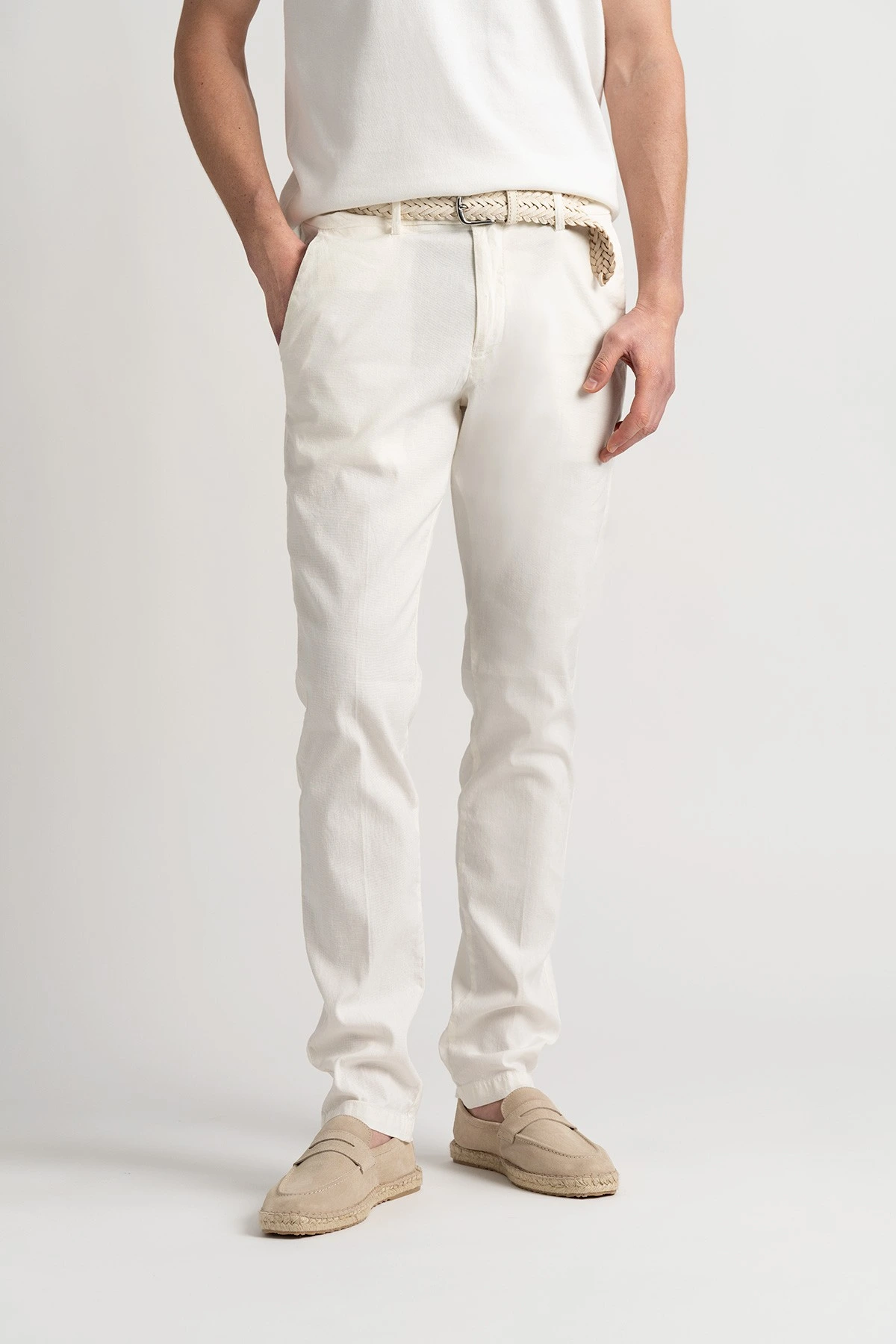 Men's Slim-Fit Marled Linen Chino Pants | Quality Brand - Europann