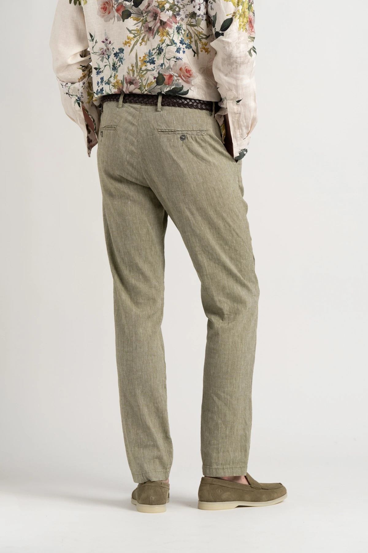 Pantalon chino slim en lin chiné Homme | Marque de qualité - Europann