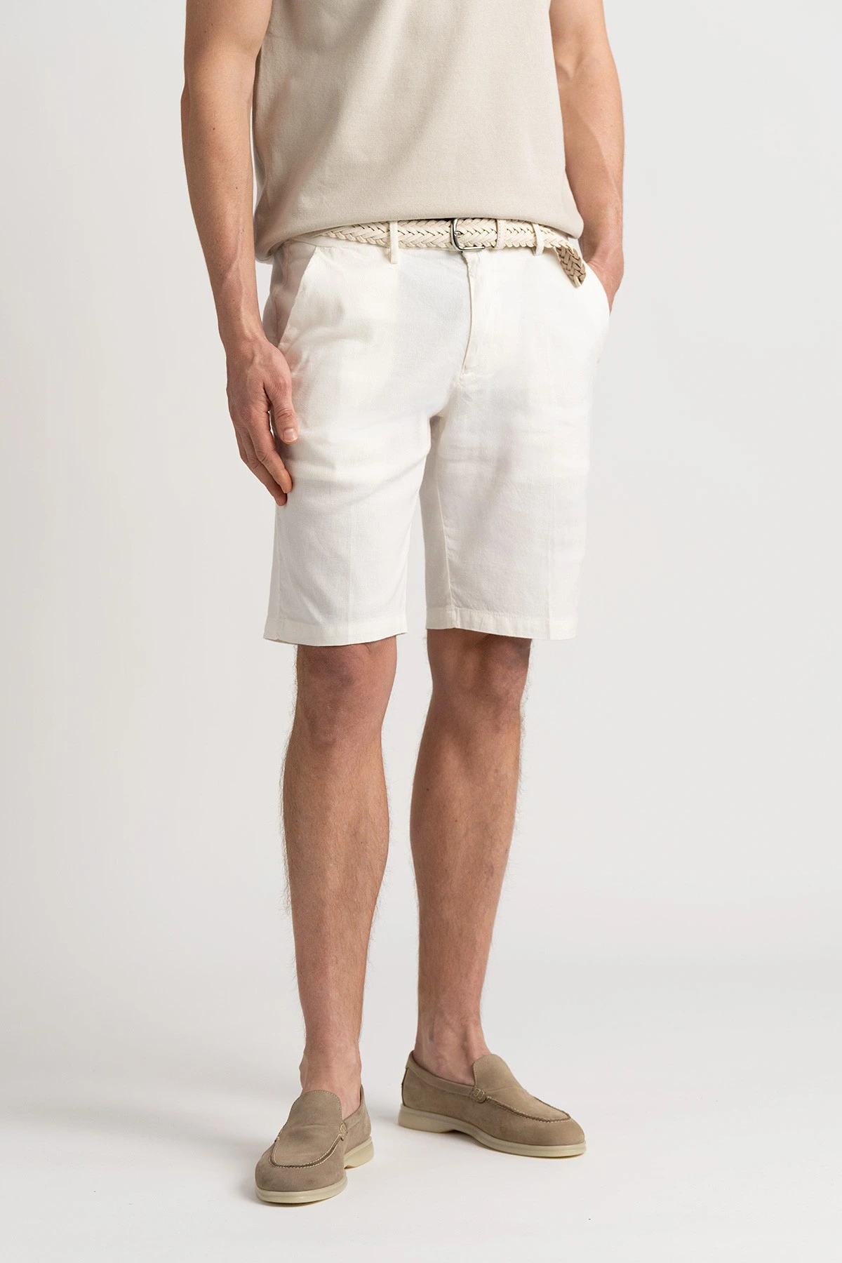 Bermuda en lin chiné  coupe ajustée homme|Marque de qualité - Europann