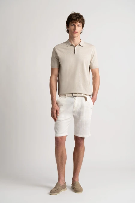 Linen-blended men's white bermuda |  Quality brand Europann