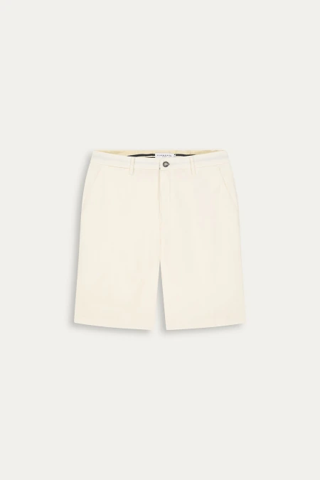 Linen-blended men's white bermuda |  Quality brand Europann