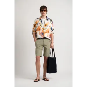 Linen-blended men's kaki bermuda |  Quality brand Europann