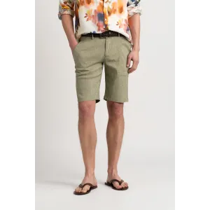 Linen-blended men's kaki bermuda |  Quality brand Europann