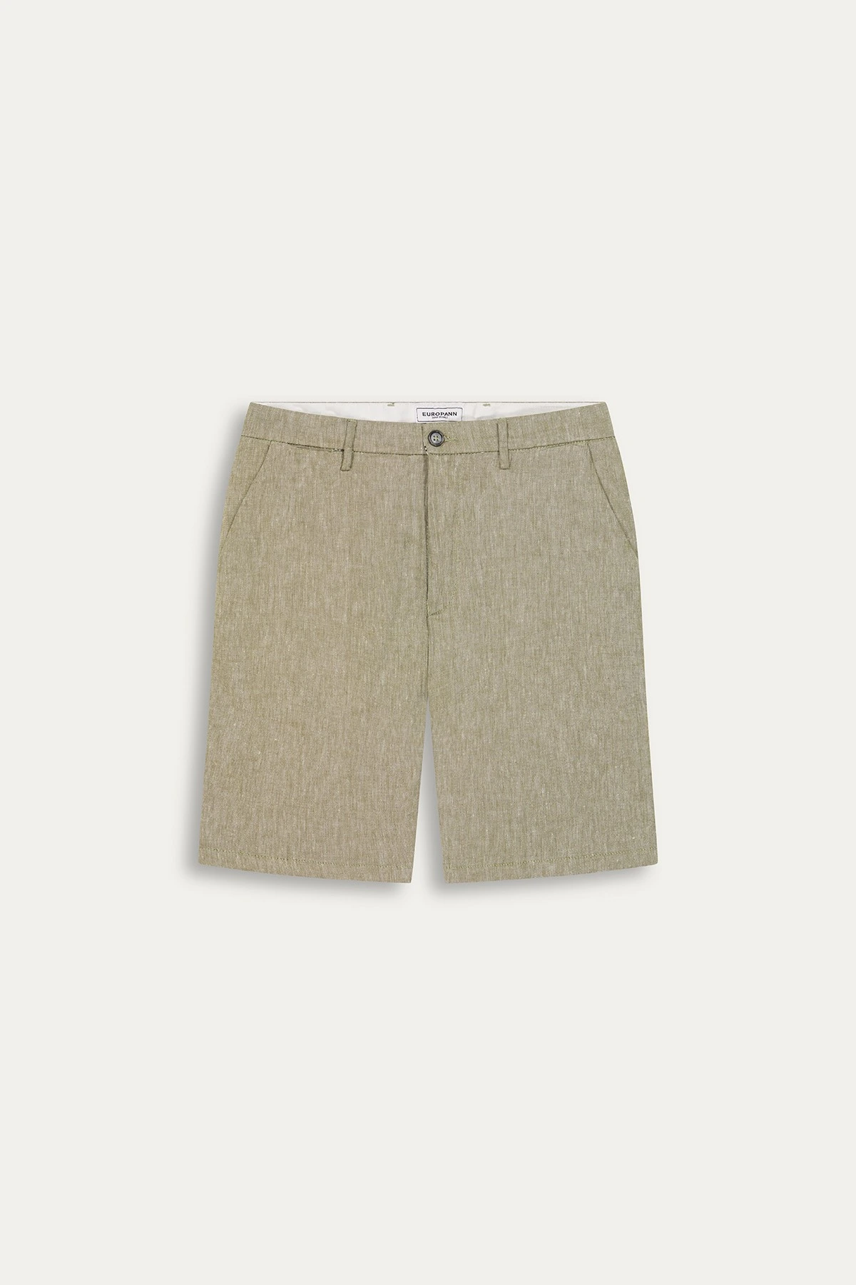 Linen-blended men's kaki bermuda |  Quality brand Europann