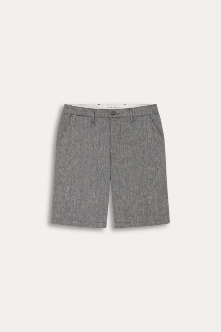 Linen-blended men's blue bermuda |  Quality brand Europann