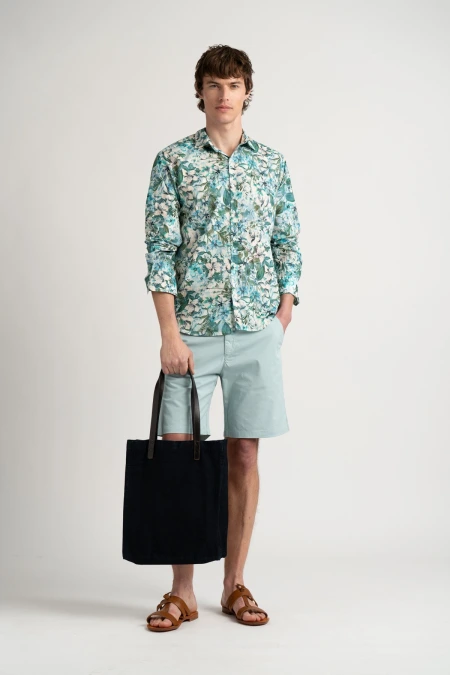 Cotton men's plain Aqua bermuda |  Quality brand Europann