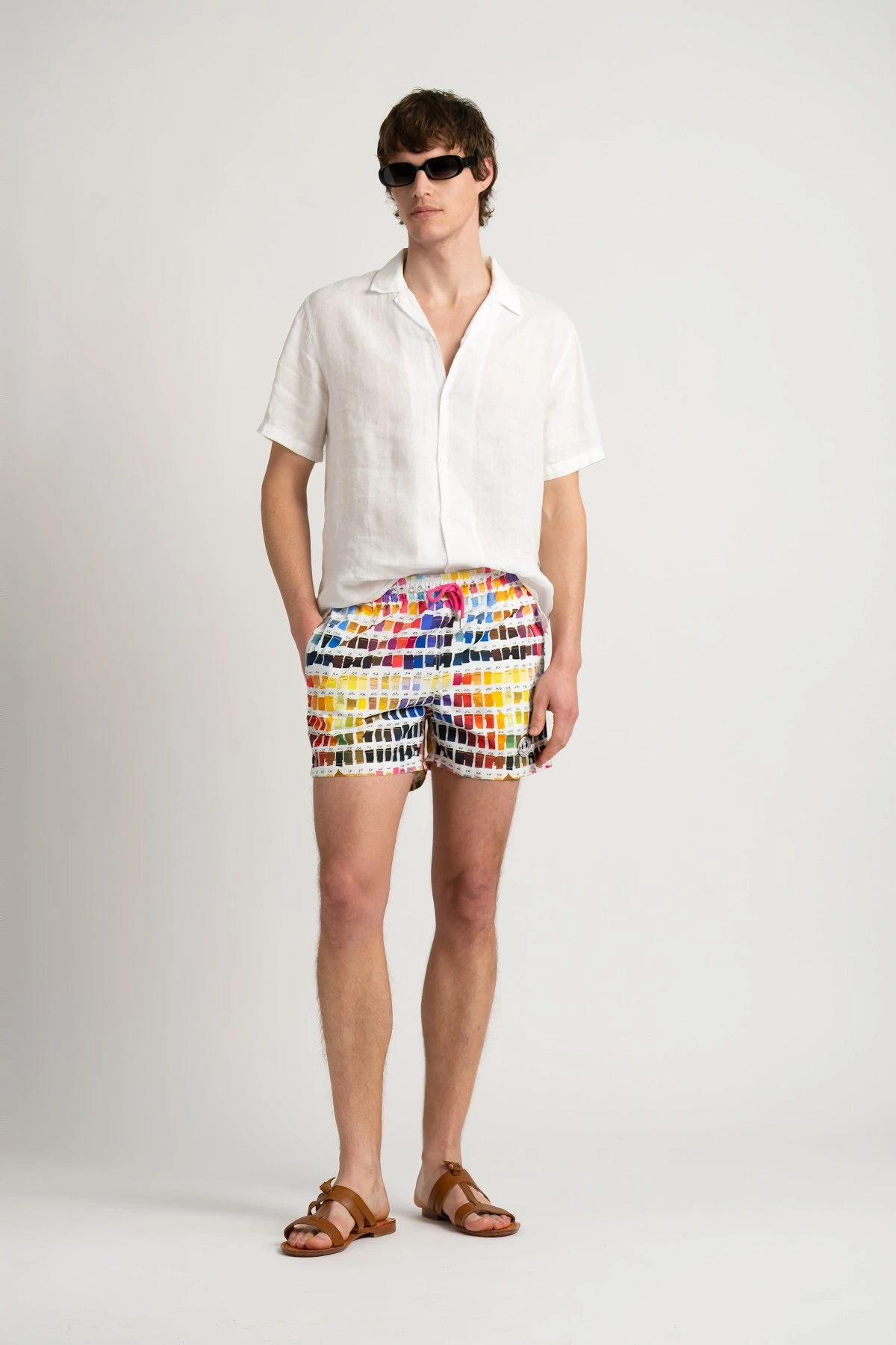 Fushia pink with pantone prints swimshort for mens|  Quality brand Europann