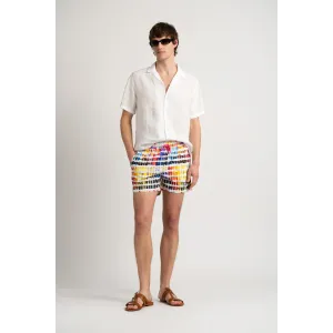 Fushia pink with pantone prints swimshort for mens|  Quality brand Europann