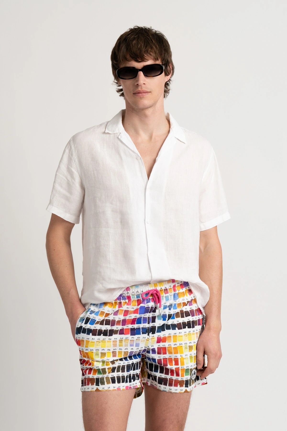 Fushia pink with pantone prints swimshort for mens|  Quality brand Europann