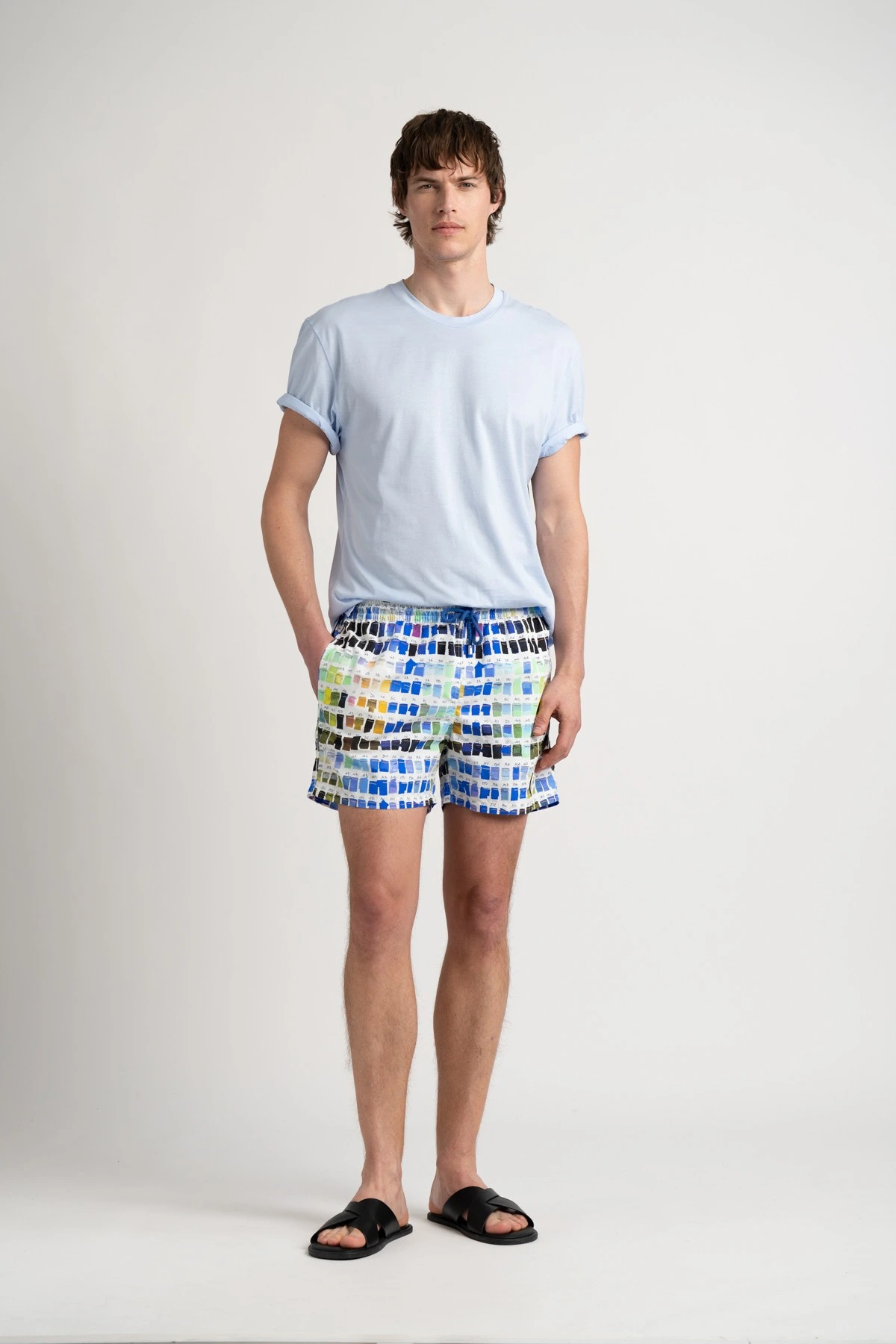 Short de bain blanc imprimé pantone|Maillot de qualité - Europann