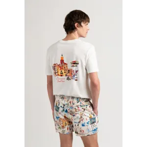 St Tropez prints ecru swim shorts for men Quality brand Europann