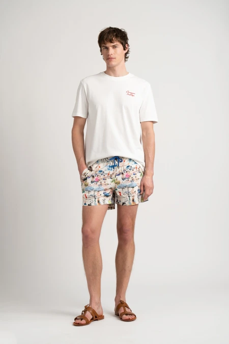 St Tropez prints ecru swim shorts for men Quality brand Europann