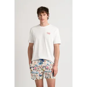 Short de bain ecru imprimé original St Tropez|Maillot de qualité - Europann